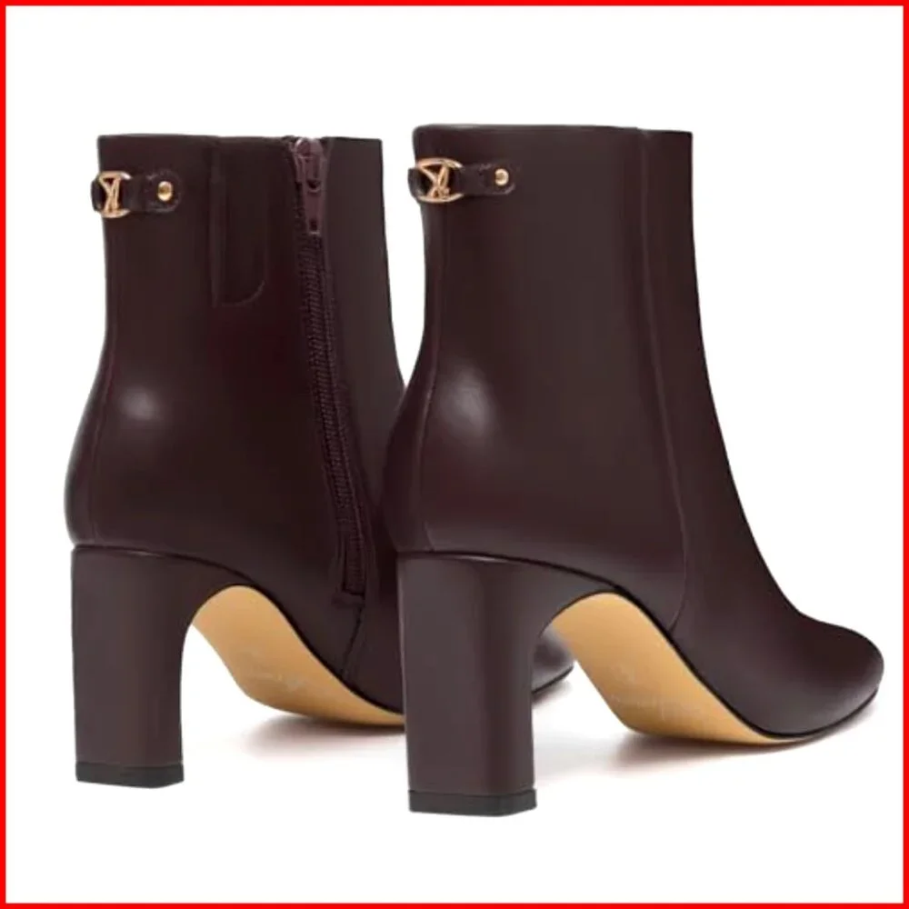 Women's Chunky Heel Ankle Boots Square Toe Side Zipper Fashion Booties